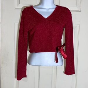 Beautees Red Glitter Blouse- Size 14